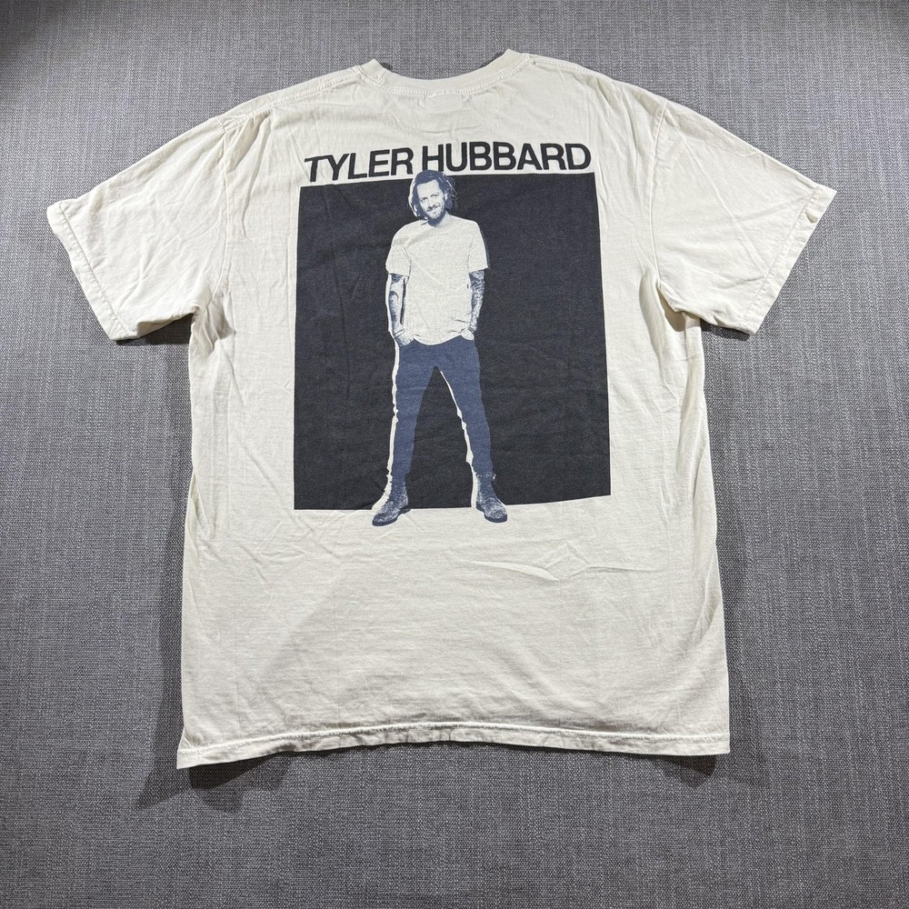 Tyler Hubbard Shirt Mens Large White Comfort Colors Country Music Concert Tee